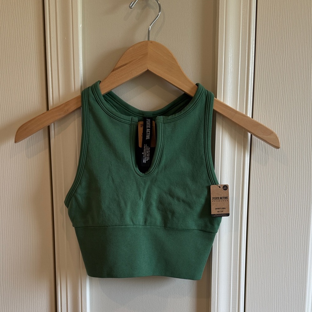PINK Victoria's Secret Green Keyhole Sports Bra